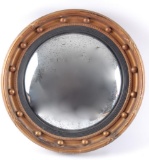 Antique Regency Period Convex Mirror with Plaster Over Wood Frame
