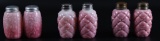 Lot of 6 : Pink Cased Glass Salt and Pepper Shakers