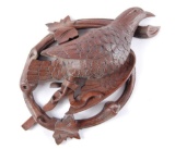 Vintage Walnut Carved Pheasant Wall Plaque