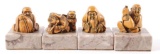 Collection of 4 : Vintage Carved Japanese Netsuke on Marble Bases