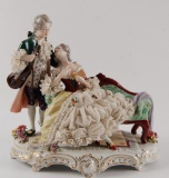 Vintage Unterweissbach German Dresden Porcelain Figurine of Courting Couple