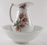 Antique Maddock & Co. Ironstone Rose Pitcher and Wash Bowl
