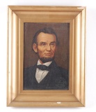 Antique Lincoln Watch Co. Springfield Ill. Abraham Lincoln Framed Oil Painting