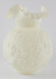Antique Custard Glass Ruffled Edge Glass Shade with Floral Design