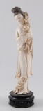 Antique Hand Carved Oriental Lady Statue