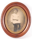Antique Walnut and Gilded Frame with Photograph of a Young Child