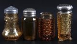 Collection of 4 : Amber Pattern Glass Shakers