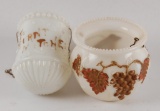 Group of 2: Antique Milk Glass Hanging Lamp Matchstick Holders