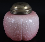 Vintage Pink Patterned Glass Sectioned Melon-shaped Muffineer/Sugar Shaker