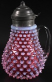 Opalescent Hobnail Glass Syrup Pitcher