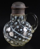 Northwood Swirled Opalescent Coin Dot Glass Syrup Pitcher