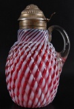 Antique Cranberry Opalescent Swirl Syrup Pitcher