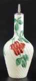 Antique Custard Glass Vinegar Cruet with Hand Painted Floral Design