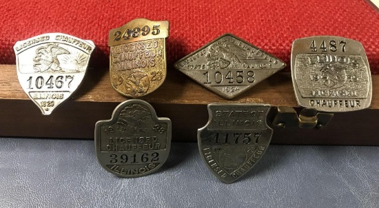 Group of 1920s Illinois chauffer badges