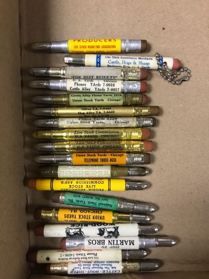 Group of union stockyards bullet pencils