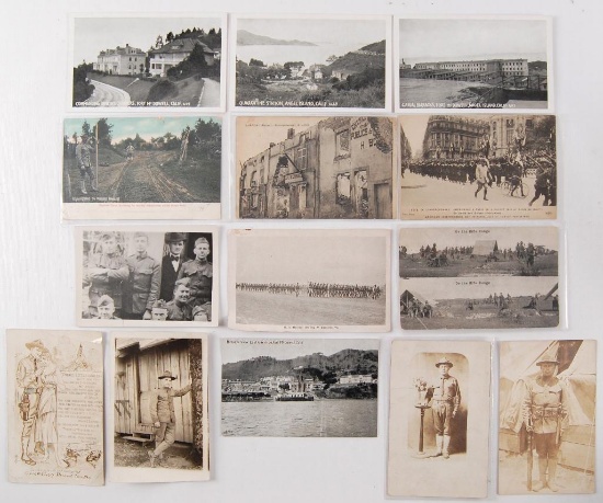 Group of 14 Antique Postcards of WW1 Soldiers and Other War Time Scenes