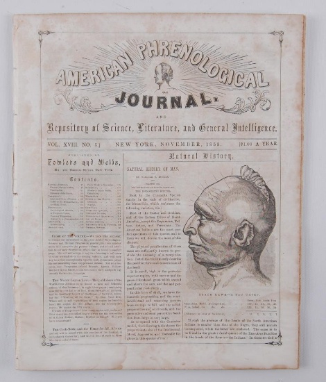 Antique American Phrenological Journal November 1853 Featuring Black Hawk Native American Indian