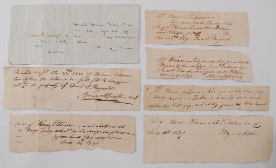 1830's-1850's Group of 7 Hand Written Letters with Signatures from Grand Detour Il.