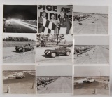 Group of 9 Vintage Black and White Photographs of Stock Car Races and Cars