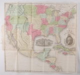 Antique Case Tiffany & Co. 1851 Pocket Map of the United States