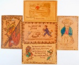Group of 5 Leather Postcards