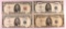 Group of four Lincoln five dollar silver certificates and 1 red seal