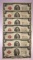 Group of seven Jefferson two dollar red seal notes