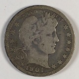 1901-O barber silver quarter