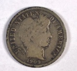1909 Barber silver dime