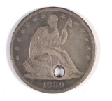 1859 - O seated liberty silver half-dollar