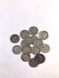 Group of 16 mercury silver dimes