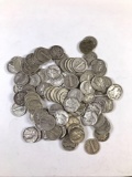 Group of 105 silver Mercury dimes