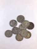 Group of 10 Washington silver quarters