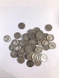 Group of 50 mercury silver dimes