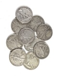 Group of 10 walking liberty silver half-dollars