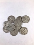 Group of 10 walking liberty silver half dollars