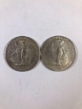 Group of two silver trade dollars