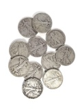 Group of 11 walking liberty silver half-dollars