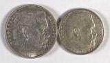 Group of two 1939 and 36 German Silver 5 and 2 reichsmark