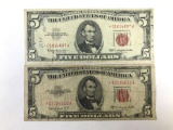 Group of 2 Lincoln 5 dollar star notes
