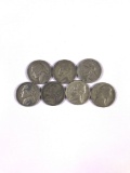Group of seven silver war time Nickels
