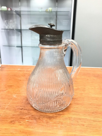Antique early American pressed glass syrup