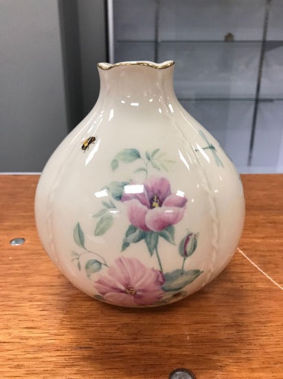 Lenix China vase with floral and bug design
