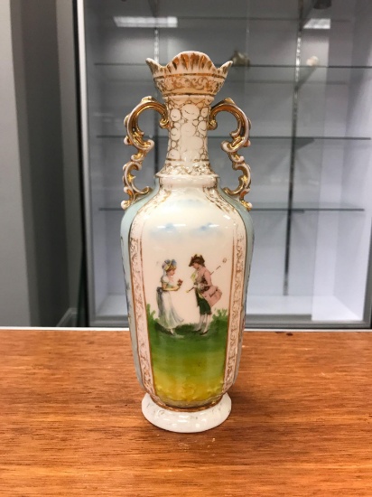 Antique Victoria Carlsbad vase with corting couple