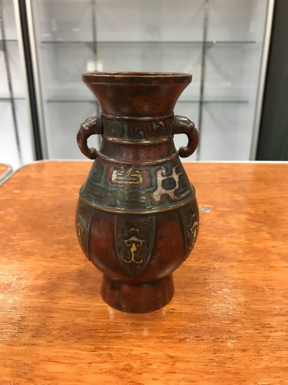 Vintage Cloisonne metal vase