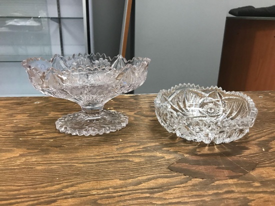 Group of 2 cut glass items