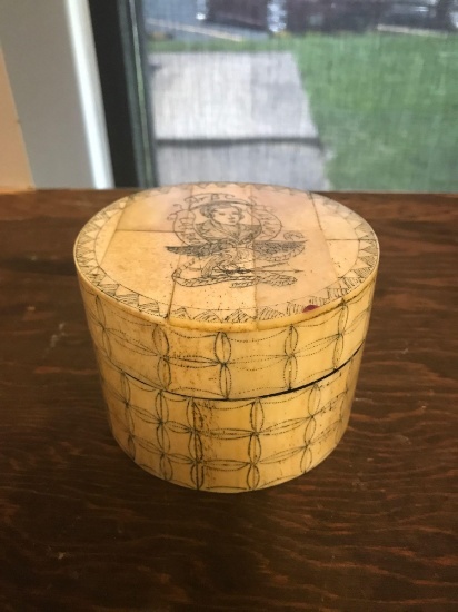 Antique bone dresser jar