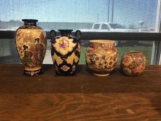 Group of four vintage oriental vases