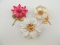 Group of 3 Large Enamel Flower Brooches