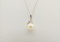 14k White Gold Pearl and Diamond Pendant with 14k White Gold Chain